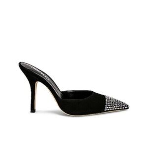 NWT Paris Texas Black Suede Holly Cherry 95 Mule Heels 38